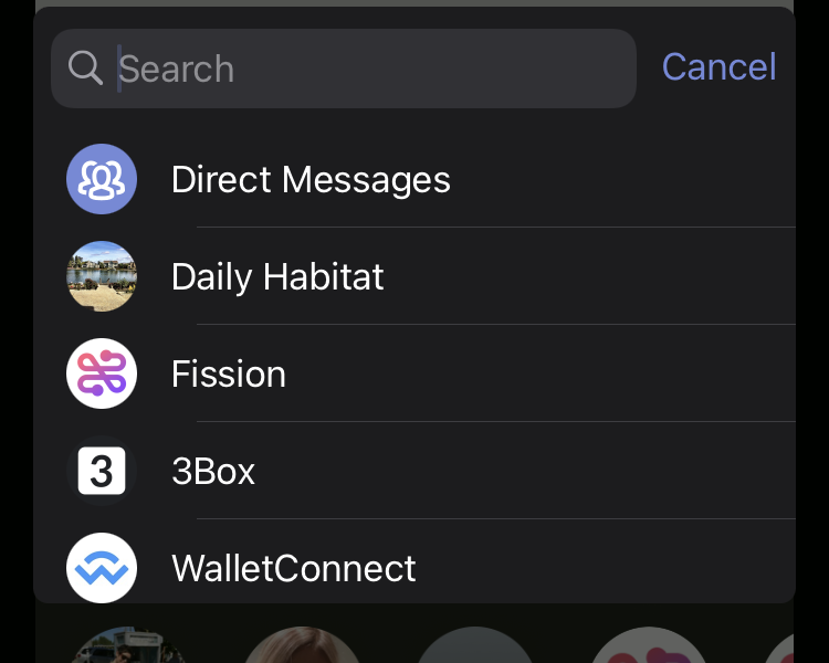 Discord server selection in iOS share sheet